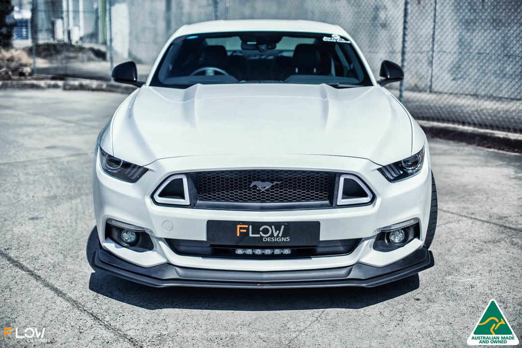 White Ford Mustang S550 FM Front Lip Splitter Extensions