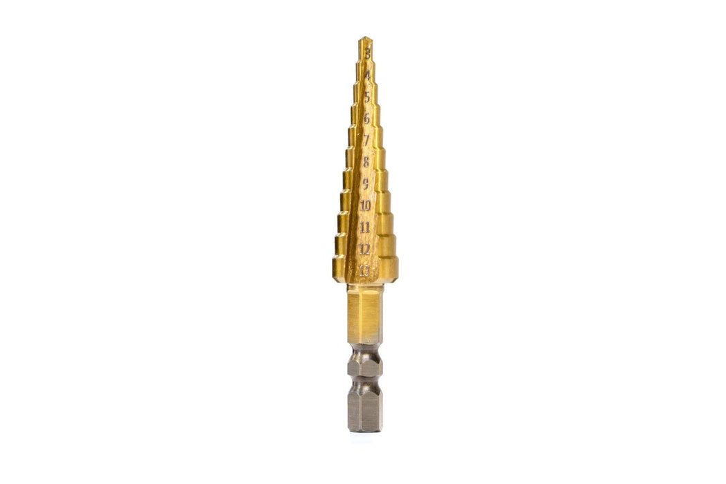 Metric Step Drill Bit : HSS Titanium Coated 3mm ‚Äì 13mm