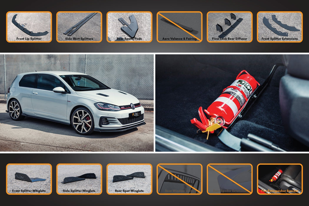 MK7.5 Golf GTI Full Lip Splitter Set with Flow-Lock Rear Diffuser