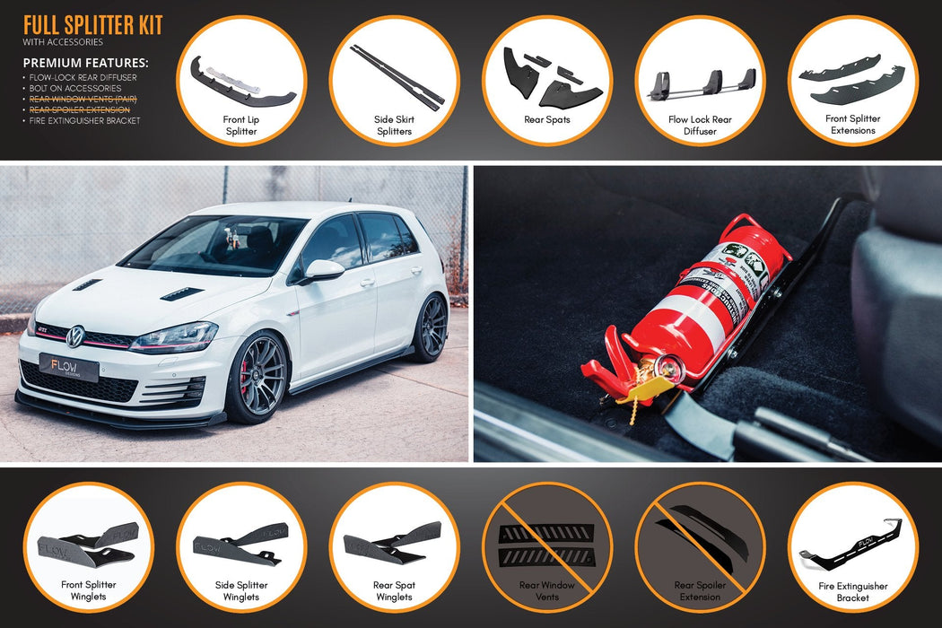 MK7 Golf GTI Full Lip Splitter Set with Flow-Lock Rear Diffuser