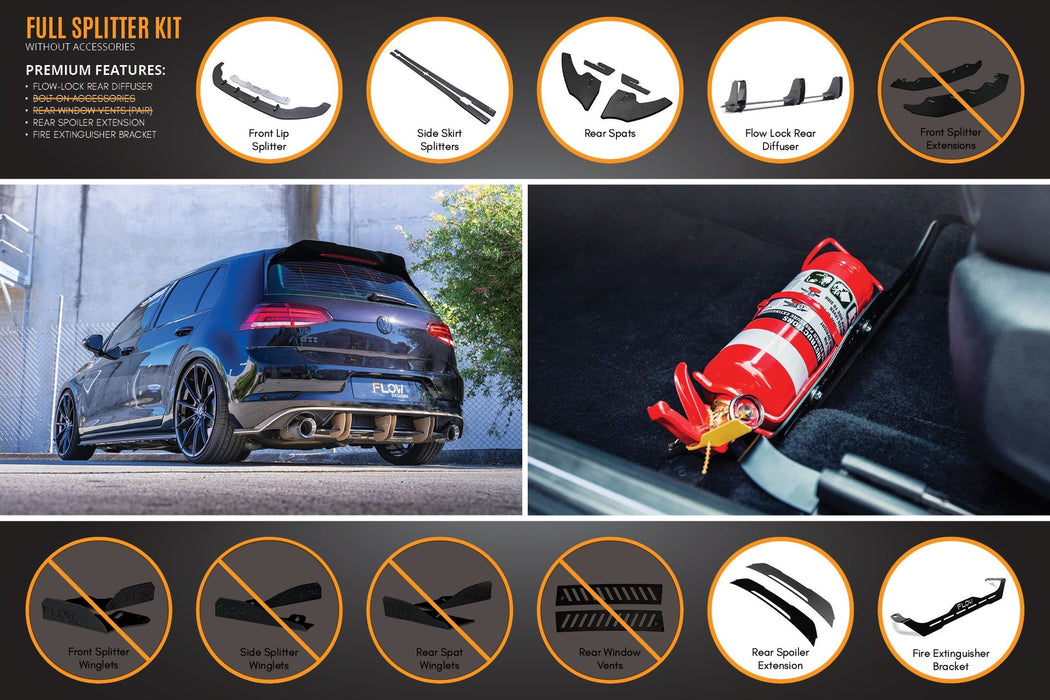 MK7 Golf GTI Full Lip Splitter Set with Flow-Lock Rear Diffuser