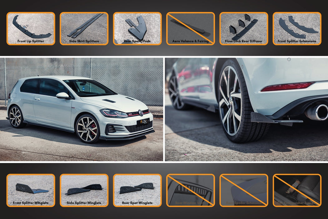 MK7.5 Golf GTI Full Lip Splitter Set with Flow-Lock Rear Diffuser