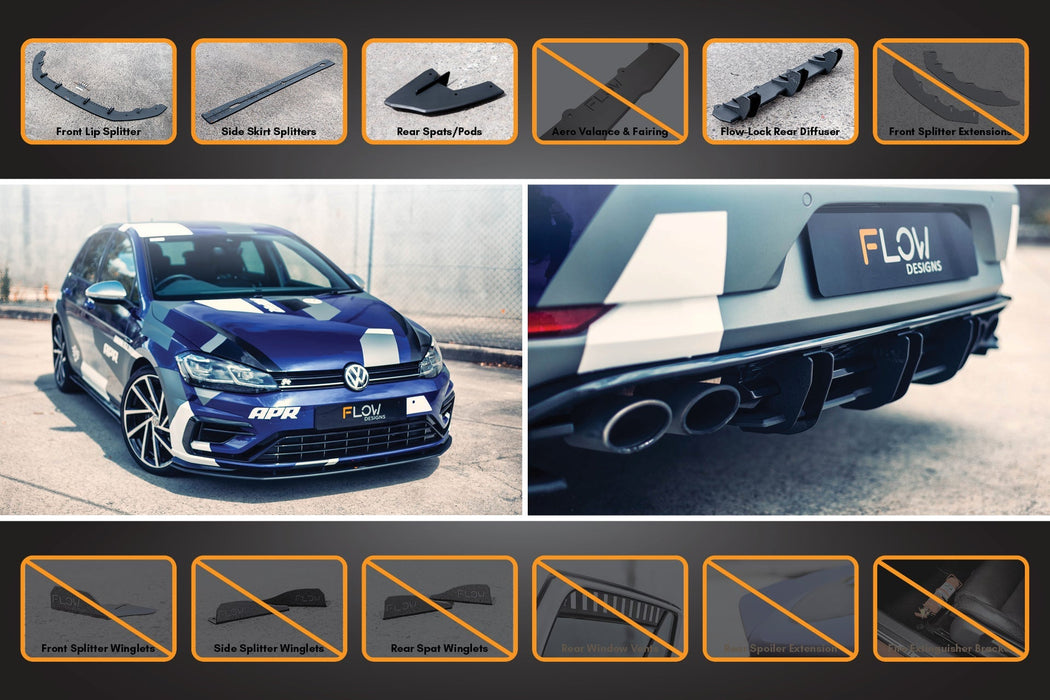 MK7.5 Golf R Full Lip Splitter Set with Flow-Lock Rear Diffuser