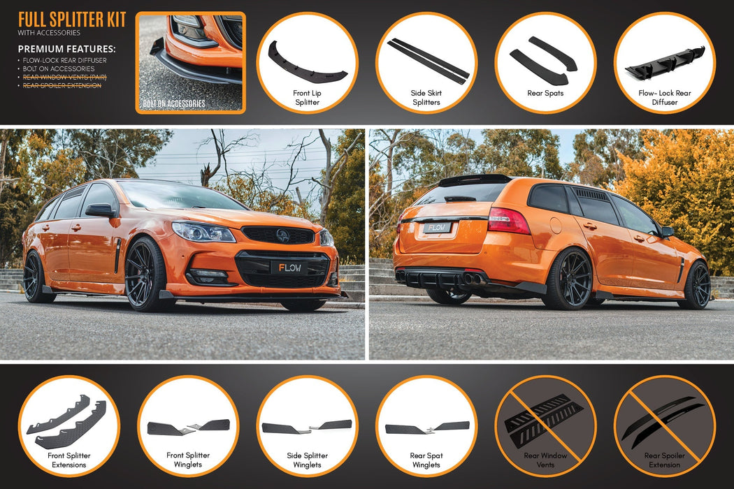 VF Commodore S2 Wagon Full Lip Splitter Set