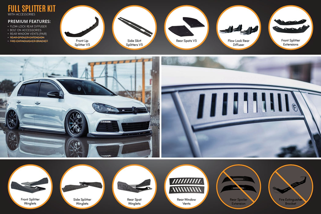 MK6 Golf R Full Lip Splitter Set WITH Accessories