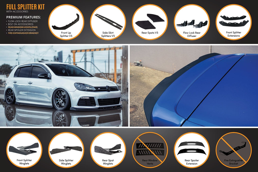 MK6 Golf R Full Lip Splitter Set WITH Accessories