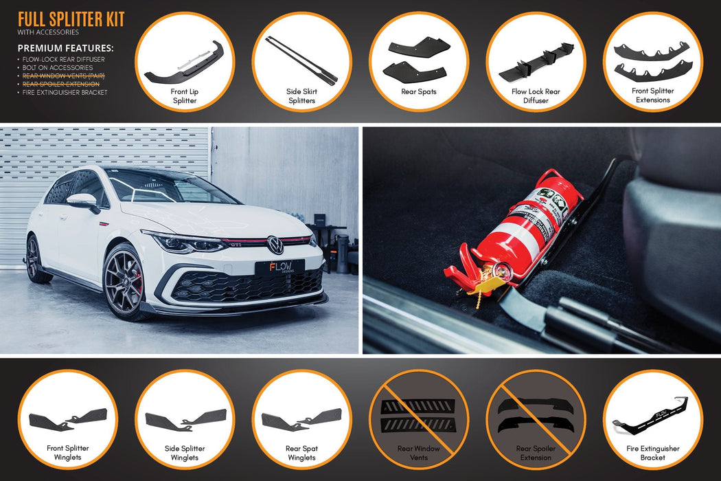 MK8 Golf GTI Full Lip Splitter Set - All Accessories