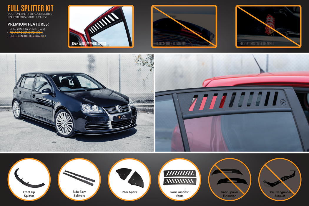 MK5 Golf R32 Full Lip Splitter Set