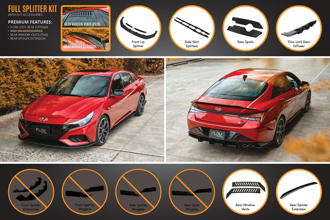 CN7 Elantra N Line Sedan 2020 Full Lip Splitter Set