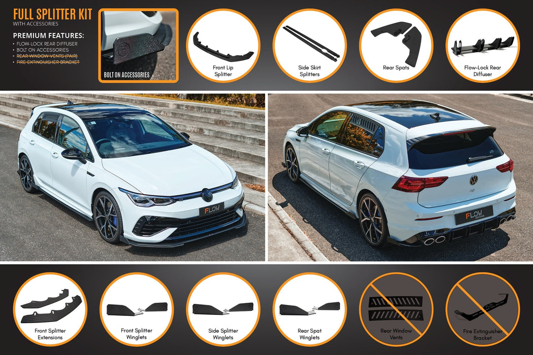 MK8 Golf R Full Lip Splitter Set