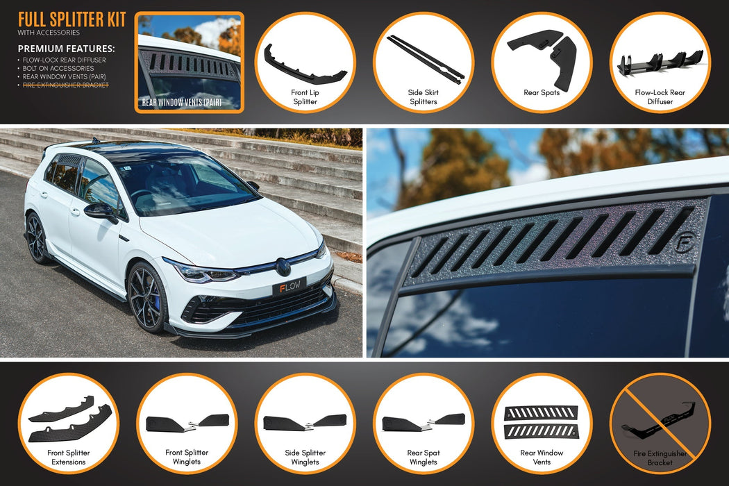 MK8 Golf R Full Lip Splitter Set