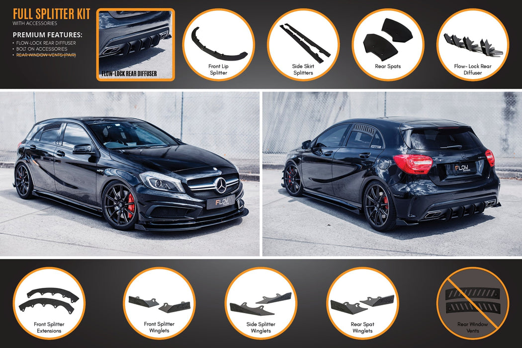 A45 AMG W176 (PFL) Full Lip Splitter Set