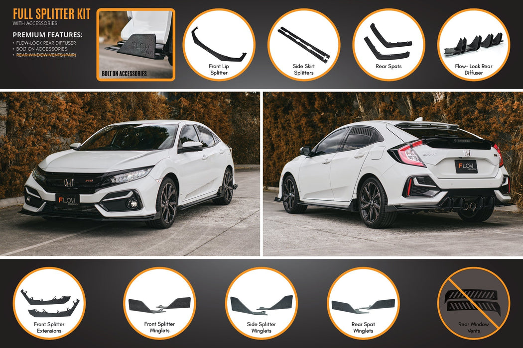 FK4/FK7 Civic RS Hatch FL Full Lip Splitter Set