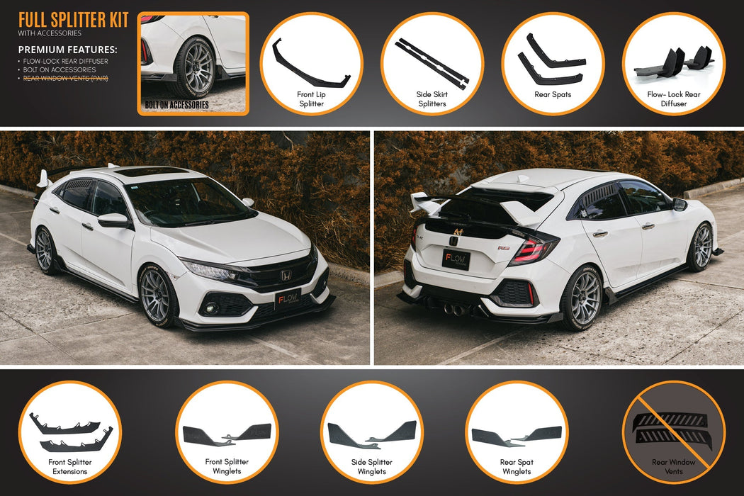 FK4/FK7 Civic RS Hatch PFL Full Lip Splitter Set