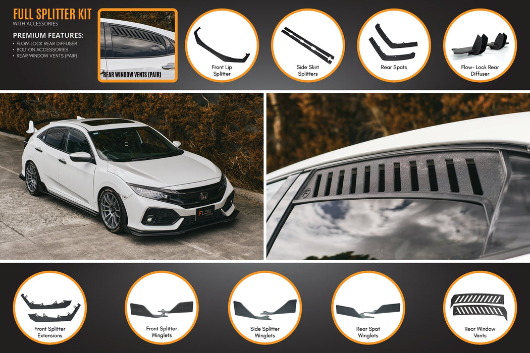 FK4/FK7 Civic RS Hatch PFL Full Lip Splitter Set