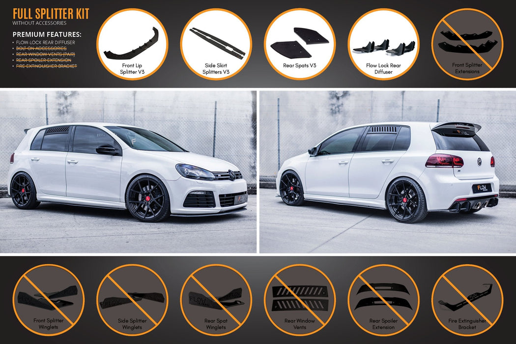 MK6 Golf R Full Lip Splitter Set WITHOUT Accessories