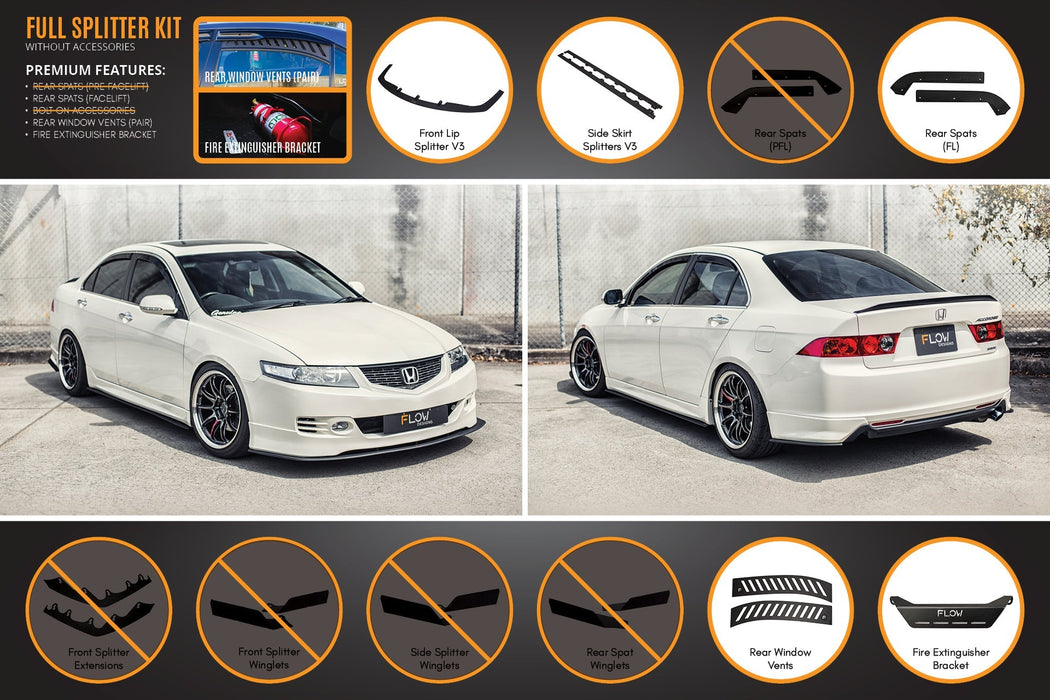 Honda Accord Euro CL7/CL9 Full Lip Splitter Set