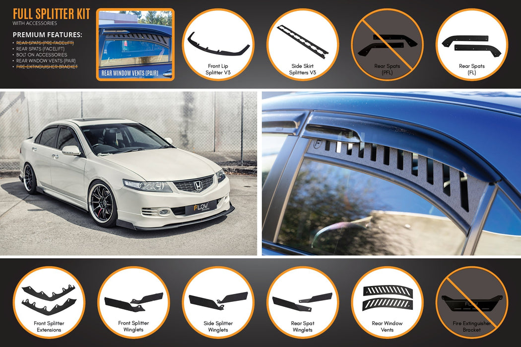 Honda Accord Euro CL7/CL9 Full Lip Splitter Set