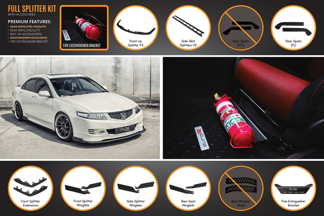 Honda Accord Euro CL7/CL9 Full Lip Splitter Set