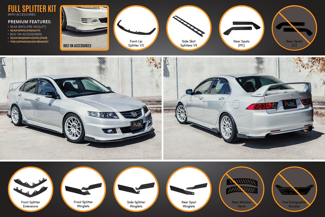 Honda Accord Euro CL7/CL9 Full Lip Splitter Set