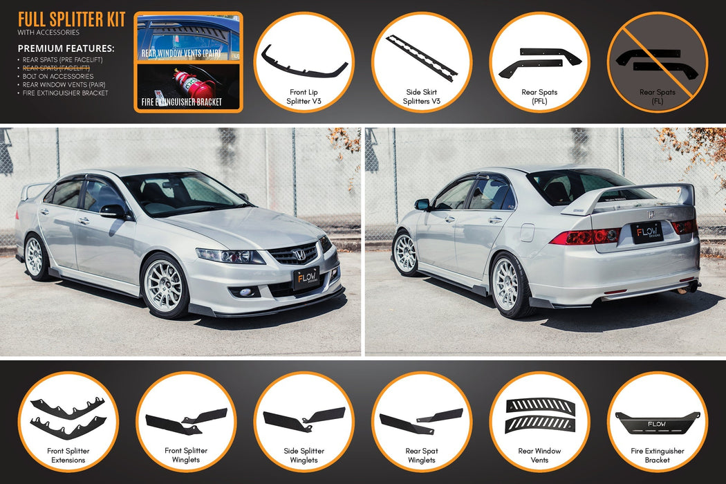 Honda Accord Euro CL7/CL9 Full Lip Splitter Set