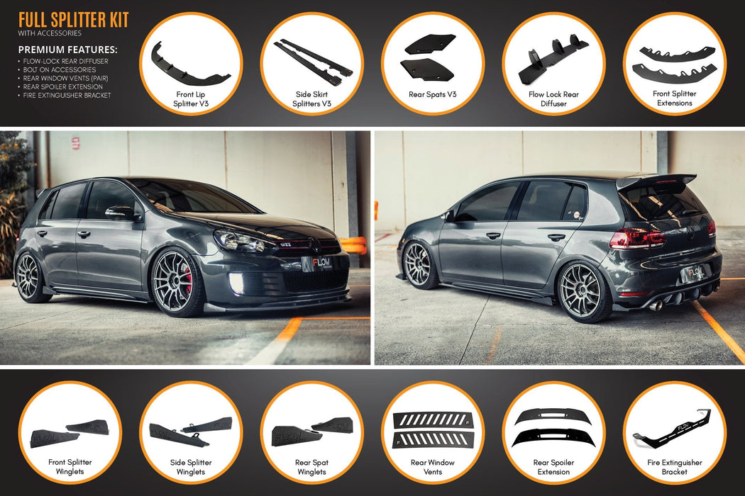 MK6 Golf GTI Full Lip Splitter Set WITH Accessories