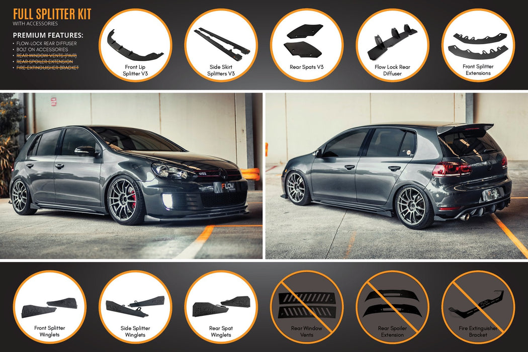 MK6 Golf GTI Full Lip Splitter Set WITH Accessories