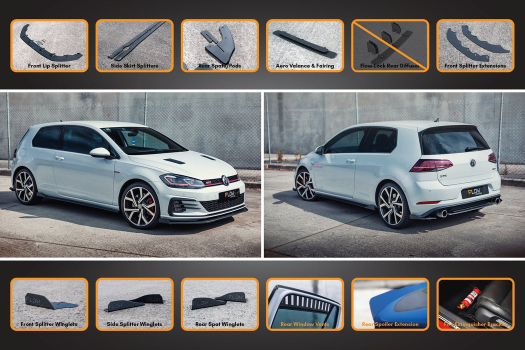 MK7.5 Golf GTI Full Lip Splitter Set with Rear Valance & Fairing