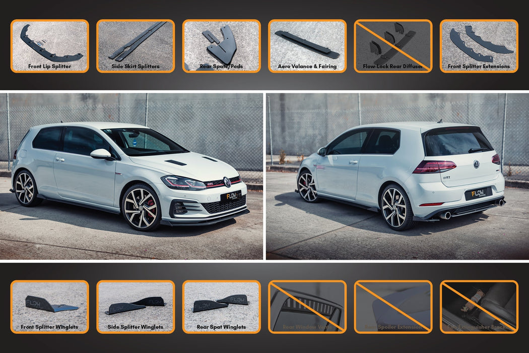 MK7.5 Golf GTI Full Lip Splitter Set with Rear Valance & Fairing