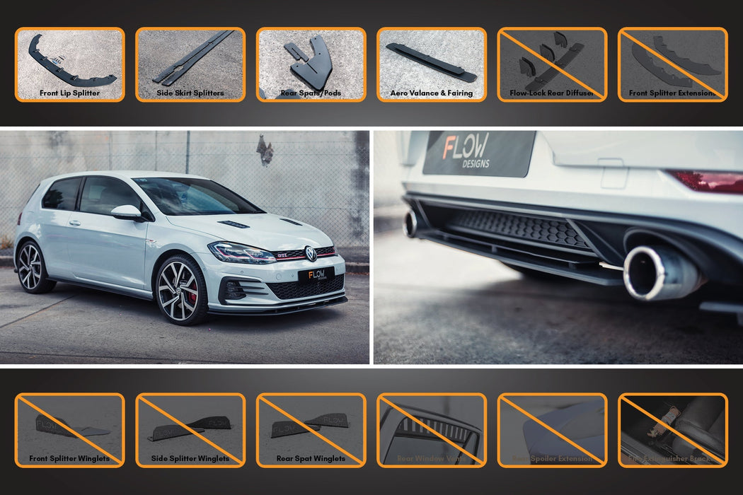 MK7.5 Golf GTI Full Lip Splitter Set with Rear Valance & Fairing