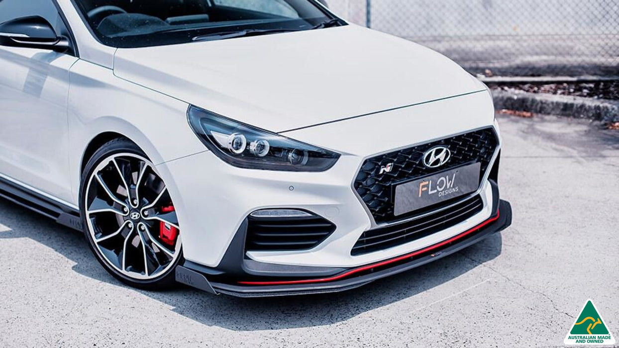 White Hyundai i30N Fastback Front Lip Splitter Extensions