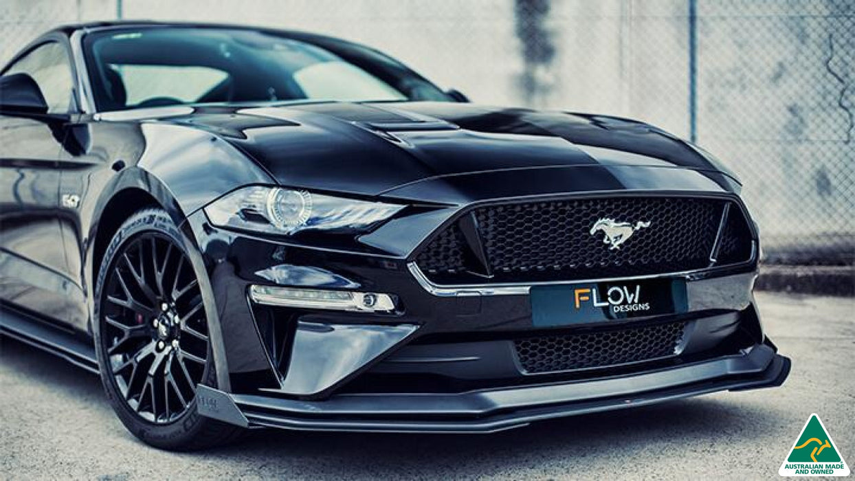 Black 2018 Mustang S550 FN Front Splitter Winglets