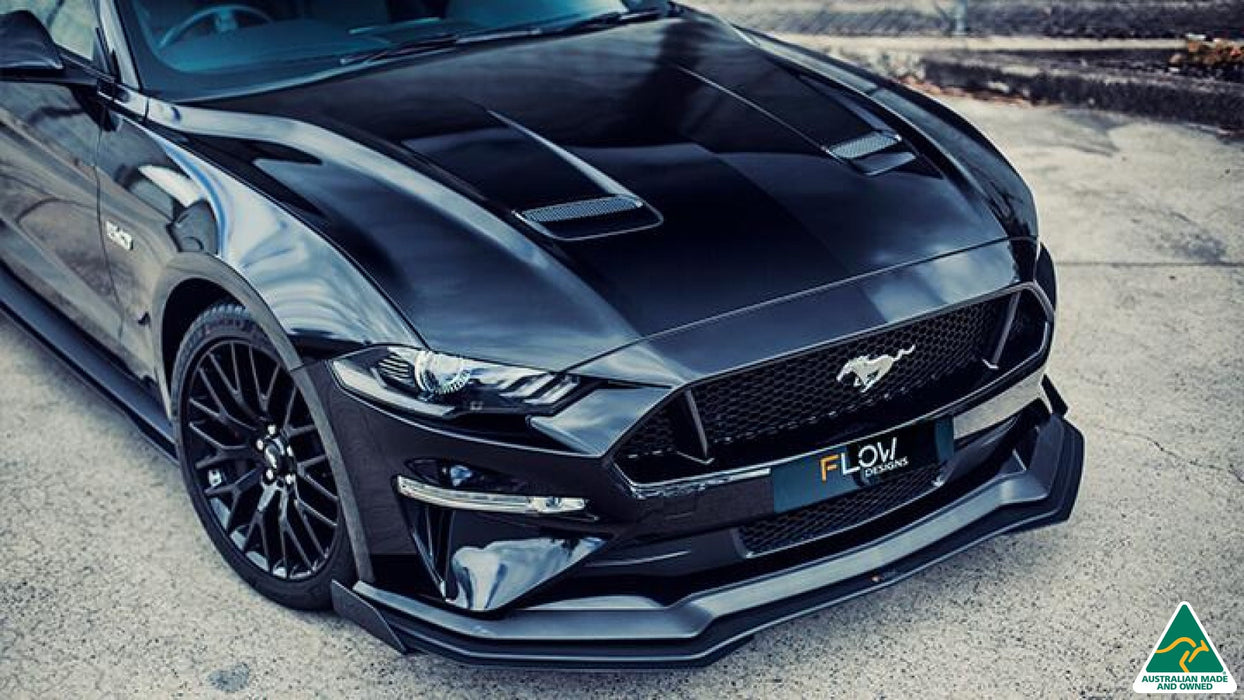 Black 2018 Mustang S550 FN Front Splitter Winglets