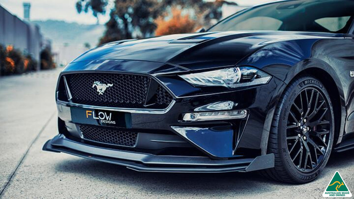 Black 2018 Mustang S550 FN Front Splitter Winglets